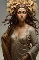 <lora:mudiao (2):0.8>,(by peter mohrbacher),(masterpiece, best quality),(wrapped in cloth on the chest:1.2),(looking at viewer:1.2),(the face of european and american women:1.3),(Wood carving style:1.3),cluttered bedroom,(strikingly beautiful:1.2),dynamics of being blown by the wind under long hair batches,young petite icelandic woman stretched out,(detailed face),frowning,brown hair,relaxed,under lit,narrow waist,focused gaze,