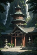 (highly detailed:1.3), <lora:wrench_elven_arch-04:1.0>, wrench_elven_arch, outdoors, east asian architecture, fountain, Ultra-detail, (highres:1.1), best quality, (masterpiece:1.3), cinematic lighting,  