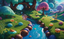 (Masterpiece, best quality:1.3), highly detailed, fantasy, fantasy art, depth of field, <lora:Candyland-10:0.85>, best illustration, 8k, candyland, dynamic view, cinematic, ultra-detailed, full background, fantasy, illustration, drip, sparkle, pancake:1.3), grass, syrup, ((fruit)), glitter, scenery, ((no humans)), drizzle, beautiful, (shiny:1.2), UHDR, various colors, (details:1.2), monolithic, bloom:0.4, extremely detailed, (blue and green theme:1.3), striped, rainbow, (gradients), lively, highly detailed, shadow, shimmer:0.5, (glaze), colorful, ethereal:0.2, dreamy,  amazing composition