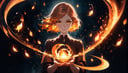 1girl holding fire, magical, abstract, dark, swirling lights, bloom, floating object, looking at viewer, realistic, solo, trending on Instagram, trending on Pinterest,