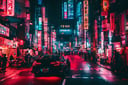 cyber, cyberpunk, Tokyo neon light, night time, buildings, high_resolution, high detailed, realistic, ultra realistic, real photography, traffic, vehicle, 