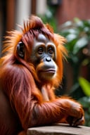hope sumatran orangutan paint a picture on canvas, punk, old town streets, 4k, depth of field, intricate details, masterpiece, soft focus, soft lighting, bokeh, cinematic, RAW photo shot by DSLR Fujifilm XT3, close-up

