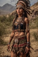 Tribal style ((full body)), (RAW photo), (8k), (masterpiece),beautiful woman,  looking at viewer,  . Indigenous, ethnic, traditional patterns, bold, natural colors, highly detailed