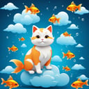 cartoon style illustration, minimalist style,animals made of cloudCat and Goldfish:( scene on the background, hyper detailed, artistic,:1.2)<lora:xl_more_art-full-beta3_1_0.5:1>