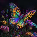 psychedelic, butterfly, illustration, from side ,detailed, 8k, simple background, <lora:psychedelic_portrait:1>