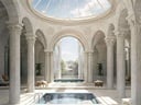 masterpiece, Dreamscape, white, pool, pleasant sunlight, perfect architecture, European architecture, pleasant  <lora:Dreamscape-000008:1>