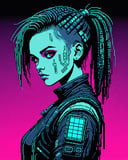 <lora:dthf64:1.0>, ascii-art cyberpunk teen rebel girl. 8-bit.