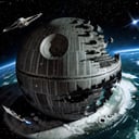 Highly detailed, High Quality, Masterpiece, beautiful, destroyed death star,  <lora:DeathStar:1.0>, spacecraft, no humans, space