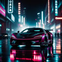 cinematic film still cyberpunk sportscar  riding into a dark neon lighted city, amazing details, masterpiece, high quality photography, 3 point lighting, flash with softbox, 4k, Canon EOS R3, hdr, smooth, sharp focus, high resolution, award winning photo, 80mm, f2.8, bokeh . shallow depth of field, vignette, highly detailed, high budget, bokeh, cinemascope, moody, epic, gorgeous, film grain, grainy