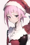 masterpiece, best quality, sketch, 1boy, solo, male focus, looking at viewer, upper body, , anime coloring, , <lora:crona_soul_eater:0.68>, crona_soul_eater, pink hair, black eyes, , santa claus costume, drydock, 2k resolution