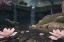 (Masterpiece,  Best Quality),  highres,  (8k resolution wallpaper),  dutch angle,  ff14bg,  no humans,  wide shot,  fantasy,  landscape,  beautiful,  outdoors,  (details:1.2),  water,  (no humans),  spring \(season\),  nature,  blurry foreground,  flowers,  sharp focus,  shadow,  (deep depth of field:1.3),  volumetric lighting,  sunlight,  day,  extremely detailed background,  fantastic,  ancient ruins,  mysterious,  (intricate details:1.2),  waterfall,  highly detailed,  4k,  insaneres,  windy,  flying petals,  torrent, <lora:EMS-48308-EMS:0.900000>