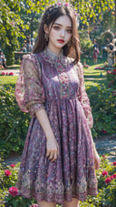 20 years old girl wear babydoll dress in the rose garden, realistic, best quality, depth_of_field<lora:TQDetailSlider:7>, (masterpiece,best quality:1.5)