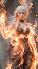 (fire element:1.1),composed of fire elements,(1girl:1.2),<lora:xl-shanbailing-1003fire-000010:0.8>,burning,transparency,fire,(molten rock),flame skin,flame print,fiery hair,smoke,cloud,cleavage,a girl wrapped in flames soaring flames radiating sparks,perfect face,the perfect hand,<lora:xl-shanbailing-1020Fold-000010:1>,concept clothing,garment draping,