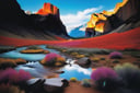 RAW photo of a vibrant colour Ansel Adams landscape, detailed dramatic photograph,