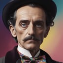 a close up photograph of a cool and confident victorian gentleman with a mustache, inspired by Salvador Dalí, surrealism, dapper, colorful high contrast hd, wallpaper hd, an impeccable beauty, valter de morais, in style 19 century, don ramon, facing viewer pose, ja miyazaki, artistic photo