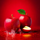 one red apple on table in kitchen,light background, two red apples are splashing into the water, red apple, red background photorealistic, red apples, background of poison apples, gastronomy magazine, apple, on a red background, apple orange, science monthly photography, vibrant red background, 4 k hd wallpapear, colourful apples, an apple, award-winning magazine photo, scarlet background, red realistic 3d render