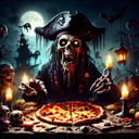 ((realistic,digital art)), (hyper detailed),donmcr33pyn1ghtm4r3xl  Zombie Pirate, Demonic, Witch Hat Pizza, Candlelit, ,  <lora:Creepy_Nightmare-000014XL:1>