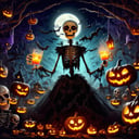 ((realistic,digital art)), (hyper detailed),donmcr33pyn1ghtm4r3xl  Creepy Retro Halloween Skeleton Bride Haunted Carnival Cider Donuts Haunted Paintings Wicked Laugh Fiery Torchlight Candles Halloween Crafts,  <lora:Creepy_Nightmare-000014XL:1>