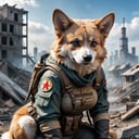 anime artwork (Highest Quality, 4k, masterpiece:1.1), (realism, photorealistic:1.4), ray traced, hyper realism, soft lighting, detailed background, film grain, (detailed fur texture:1.3),BREAK(anthro female corgi), ((wearing post apocalyptic outfit:1.2)), inside a destroyed city after nuclear blast, sitting on a ammonition chest,looking down from a hill, holding a gun, looking angry, visible fangs (perfect anatomy),((paws)), (aurora borealis), (close up:1.3) . anime style, key visual, vibrant, studio anime, highly detailed, high quality photography, 3 point lighting, flash with softbox, 4k, Canon EOS R3, hdr, smooth, sharp focus, high resolution, award winning photo, 80mm, f2.8, bokeh