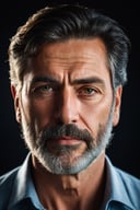 (best quality,ultra-detailed,photorealistic:1.37),man,detailed face,close up,portrait,cinematic,dramatic lighting,expressive eyes,intense gaze,dark background,subtle shadows,wisdom and experience,wrinkles and lines,beard and mustache,sharp jawline,piercing look,defined features,strong character,high contrast,dynamic composition,emotive expression,vivid colors,studio lighting