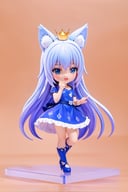 <lora:0017TOVfairyqueen:1>,fairyqueen,solo,looking_at_viewer,blue long dress,crown,nendoroid,<lora:blindbox_v1_mix:1>, full body,chibi,