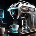 chrometech aesthetics,  scifi chrometech  coffee machine pouring into acoffee mug,  on a table,  glowing parts,  sucface imperfections,  glowing parts,  ((best quality)),  ((masterpiece)),  ((realistic,  digital art)),  (hyper detailed),  raytracing,  volumetric lighting,  Backlit,  Rim Lighting,  HDR,  styled form,   , <lora:EMS-75928-EMS:0.800000>
