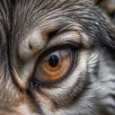 closeup of a wolf eye, high quality photography, 3 point lighting, flash with softbox, 4k, Canon EOS R3, hdr, smooth, sharp focus, high resolution, award winning photo, 80mm, f2.8, bokeh