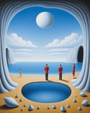 Surrealist art <lora:FF-Style-Rafal-Olbinski.LORA:1> in the style of rafal olbinski,rafal olbinski style,rafal olbinski art,rafal olbinskia painting of a cave with people and shells, surreal scene, peter driben, chris achilleos, surreal painting, jim warren and rob gonsalves, surreal oil painting, surreal oil on canvas, illusion surreal art, surrealistic painting, rob gonsalves and tim white, surreal art, surrealism painting, surrealism oil on canvas, surrealism art, surrealist painting . Dreamlike, mysterious, provocative, symbolic, intricate, detailed