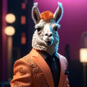 Paper quilling art of llama and alpaca in the matrix movie, octane render, insane details, best quality, side view shot of a Elevating Cluttered (LLama :1.3) wearing a Pocket Square, Conducting an orchestra, fairy tale, wearing King suit, Dancing, plain dark pink background, dense space, at Dusk, shallow depth of field, Ultrarealistic, Evil, Neo Dada Art, key light, 800mm lens, DayGlo orange neon hue, Golden ratio, moody, RTX, arthouse, (art by Frank Holl:1.0) , 4k, highly detailed,  <lora:FF-LLama-Generator:1.09> . Intricate, delicate, curling, rolling, shaping, coiling, loops, 3D, dimensional, ornamental