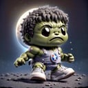 cute (the hulk:1.35) as moonster, wearing tiny nike sneaker, at super mario land,in (moonster:1.05) style,