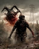 stalker,A scene clip of a blood thirsty Zombie from the movie "the walking dead" , artstation, magazine photoshoot, full gloss photo<lora:rebstalker:1>