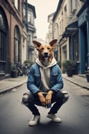 anthro (dog:1.2) (man:1.0) merge | wearing casual urban wear | urban setting | stunning detail, creative, cinematic, amazing composition, elegant, calm, fascinating, highly detailed, intricate, dynamic, beautiful, positive light, cute, engaging, new, enhanced