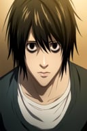 masterpiece, best quality, photorealistic, 1boy, solo, male focus, looking at viewer, , , , , <lora:l_lawliet:0.86>, l_lawliet,
