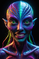 best quality,  8k,  ultra-detailed,  realistic:1.37,  vibrant colors,  vivid shading,  breathtaking portrait of an alien shapeshifter entity,  mesmerizing eyes,  intricate facial details,  otherworldly skin texture,  insane smile,  unnerving and intricate complexity,  surreal horror atmosphere,  dark shadows,  inverted neon rainbow drip paint,  ethereal glow,  hypnotic energy,  transcendent beauty,  mystical aura,  octane render,<lora:EMS-74104-EMS:0.800000>