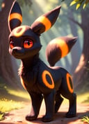 <lora:F1-Furry-Eeveelution:0.75>, uploaded on e621, ((by Yookie, by Anton Fadeev, by Tomer Hanuka)), solo chibi (quadruped feral:1.4) ((Umbreon)) with ((grey black body)) and ((clear orange red eyes)), (detailed Umbreon), ((detailed fluffy fur)), (three-quarter portrait, looking at viewer, three-quarter view, [low-angle view]:1.2), BREAK, (detailed background, depth of field, half body shadow, sunlight, ambient light on the body), (intricate:0.7), (high detail:1.2), (unreal engine:1.3), (soft focus:1.1), [explicit content, questionable content], (masterpiece, best quality, 4k, 2k, shaded, absurd res)