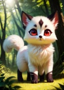 <lora:F1-Furry-Eeveelution:0.65>, uploaded on e621, ((by Relevancy, by S1M, by Vivian Maier, by Silverfox5213)), solo (quadruped feral:1.4) chibi (((Kirara \(Inuyasha\)))) with ((white body)) and (two tails, inner fluff ear, cheek tuft) and ((clear red eyes)), (detailed Kirara \(Inuyasha\)), ((detailed fluffy fur)), (three-quarter portrait, looking away, front view, [low-angle view]:1.2), BREAK, (detailed background, depth of field, half body shadow, sunlight, ambient light on the body), (intricate:0.7), (high detail:1.2), (unreal engine:1.3), (sharp focus:1.1), [explicit content, questionable content], (masterpiece, best quality, 4k, 2k, shaded, absurd res)