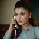 cinematic film still <lora:UrvashiRautelaSDXL:1> ,UrvashiRautela,person anxiously waiting for a phone call, by eugene de blaas, low key oil painting, sigma 85/1.2 portrait . shallow depth of field, vignette, highly detailed, high budget, bokeh, cinemascope, moody, epic, gorgeous, film grain, grainy