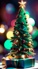 Colorful rotating Christmas trees and Christmas cakes,