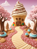 (masterpiece,  best quality:1.3),  8k,  top quality,  sweetscape,  full background,  no humans,  spiral tower,  piping,  particles,  gummy tree,  marshmallow,  cobblestone,  plant,  vortex,  canyon,  cherry blossom tree,  otherworldly,  outdoors,  wafer,  bare tree,  seeds,  lollipop tree,  sugar,  ice cream mound,  sugar cookie,  gumball machine,  brown theme,  striped,  bare tree. shadow,  star,  sailboat,  soft serve,  butterfly,  gradient,  extremely detailed, sweetscape,<lora:EMS-169676-EMS:1.000000>