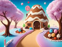 (masterpiece,  best quality:1.3),  8k,  top quality,  sweetscape,  full background,  cartoon,  digital illustration,  candy house,  wafer,  door,  no humans,  cinematic lighting, strong contrast, high level of detail,  spiral tower,  piping,  particles,  gummy tree,  marshmallow,  cobblestone,  plant,  grass,  hyperrealistic,  cherry blossom tree,  otherworldly,  outdoors,  (extremely high-resolution details),  wafer,  bare tree,  seeds,  lollipop tree,  sugar,  ice cream mound,  sugar cookie,  gumball machine,  striped,  bare tree. shadow,  star,  soft serve,  butterfly,  gradient, sweetscape,<lora:EMS-169676-EMS:1.000000>