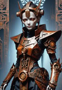 hyper detailed masterpiece, dynamic, awesome quality,DonM0ccul7Ru57XL female jixen, artificial intelligence specialist,, armlet ,rust,occult<lora:DonM0ccul7Ru57XL-000006:1.0>