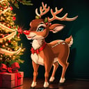 <lora:ricegnat_style:0.8>,((masterpiece,best quality)), absurdres, <lora:Rudolf_Red_Nose:0.8>, Rudolf_Red_Nose, solo, Reindeer, animal focus, full body,  solo, smile, looking at viewer,  Christmas, Christmas tree