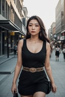 (glamorous, wonderful, unique, creative, detailed, colorful)(photograph, portrait, picture) of (nahaneulll, nahan), (walking, posing, lovely, wearing stylish clothes), (in a bustling city, in the middle of a vibrant city, amidst a busy urban scene), (with a sophisticated background, with a cityscape backdrop, with skyscrapers in the background), (with a soft, glowing light, with warm, dreamy lighting, with a touch of natural sunlight), (highlighting the upper body, emphasizing the upper torso, showcasing the upper part of the body) in a (street photography style, documentary-style shot)。(The photo) should have an (air of elegance, a sense of sophistication), reflecting (nahaneulll's, nahan's) (sophisticated, refined) style and personality。(The image) should exude a (sense of energy, a lively atmosphere), capturing the (vibrancy, bustle) of the cityscape in the background. The (colors, tone) within the (photograph, portrait, picture) should be (vivid, rich, striking), (adding to the overall allure, enhancing the visual impact) of the (glamorous, creative) composition. (The photo) should be (high-resolution, ultra-detailed), allowing the viewer to appreciate (nahaneulll's, nahan's) (facial features, expression, attire) with (clarity, precision) and (detail). The (facial features, eyes, expression) should be (captivating, memorable), portraying (nahaneulll's, nahan's) (beauty, charm) with (intensity, realism). (The photo) should evoke a (sense of wonder, emotional response), leaving a lasting impression on the viewer's mind, Sexy Pose, Styles Pose
