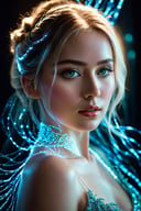 (high quality,4k,8k,highres,masterpiece:1.2),ultra-detailed,realistic,beautiful detailed eyes,beautiful detailed lips,extremely detailed eyes and face,longeyelashes,fantastic magical portrait,breathtaking glowing silhouette of a woman,ethereal and dreamlike figure,dressed in flowing delicate garments,gentle gaze piercing through the darkness,mysterious aura surrounding her,translucent skin emitting a soft radiance,translucent body like an ethereal apparition,curved lines and graceful movements,neon lights illuminating her delicate features,glimmering light particles floating around her,creating a surreal and otherworldly atmosphere,vibrant and vivid colors,painted with mesmerizing cmyk colors,adding depth and dimension to the portrait,backlit by a mesmerizing glow,casting a beautiful and enchanting aura around her,masterfully captured moment frozen in time,amazing fusion of the real and the surreal,creating a captivating and immersive visual experience.