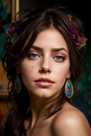 Beautiful painting, color, colorful, face, female, beauty, lips, breast, art, rich colors, beautiful form