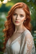 beautiful,Tatar red-haired girl,good figure,(best quality,4k,8k,highres,masterpiece:1.2),ultra-detailed,(realistic,photorealistic,photo-realistic:1.37),vivid colors,portraits,beautiful detailed eyes,beautiful detailed lips,extremely detailed eyes and face,long eyelashes,stylish clothes,dazzling smile,confident pose,soft lighting,flowing red hair,fair skin,graceful appearance,captivating gaze,natural beauty,striking features,delicate facial structure,elegant posture,lush red hair cascading down,Fairytale-like atmosphere,serene garden setting,subtle shadows,hint of mystery,ethereal beauty,delicate features,subtle expression of beauty,enchanting aura,sublime presence,impeccable attention to detail,warm color palette,subtle color gradients,subdued tones,rich texture,harmonious composition,mesmerizing gaze,soft, diffused lighting,romantic atmosphere.