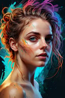 abstract beauty, centered, looking at the camera, approaching perfection, dynamic, twilight, highly detailed, digital painting, artstation, concept art, smooth, sharp focus, illustration, art by Carne Griffiths . vibrant colors, swirling patterns, abstract forms, happy