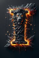 The nameCREATIVE with fire, smoke, and lightning stars IN DIFFERENT SHADES OF black and a lion's head, typography, 3d rendering, photography, architecture, photo, fashion, vibrant, cinematic, 3d render, poster