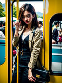 1girl, standing in bus, shot from the bus, 
(full of people, crowed bus:1.2),
,zoya, yacht,crowded_bus