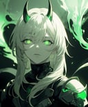 (Photo:1.3), highdetail, (green theme), ((glowing, glowing eyes)), solo, 1boy, green eyes, horns, no humans, fire, skull <lora:Green-Nostalgia:1>, dark lighting, (gradient:1.3), (masterpiece, best quality, detailed:1.6), (natural density filter:1.6)